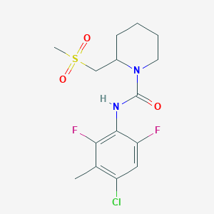 molecular formula C15H19ClF2N2O3S B7358766 N-(4-chloro-2,6-difluoro-3-methylphenyl)-2-(methylsulfonylmethyl)piperidine-1-carboxamide 