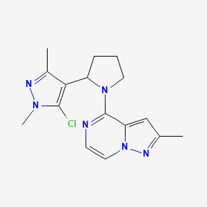 4-[2-(5-Chloro-1,3-dimethylpyrazol-4-yl)pyrrolidin-1-yl]-2-methylpyrazolo[1,5-a]pyrazine