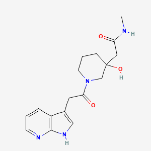 molecular formula C17H22N4O3 B7358781 2-[3-hydroxy-1-[2-(1H-pyrrolo[2,3-b]pyridin-3-yl)acetyl]piperidin-3-yl]-N-methylacetamide 