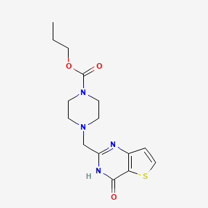 molecular formula C15H20N4O3S B7358831 propyl 4-[(4-oxo-3H-thieno[3,2-d]pyrimidin-2-yl)methyl]piperazine-1-carboxylate 