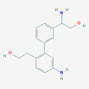 molecular formula C16H20N2O2 B7358894 2-Amino-2-[3-[5-amino-2-(2-hydroxyethyl)phenyl]phenyl]ethanol 