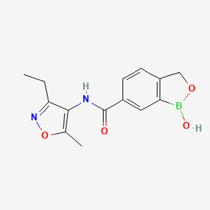 molecular formula C14H15BN2O4 B7358931 N-(3-ethyl-5-methyl-1,2-oxazol-4-yl)-1-hydroxy-1,3-dihydro-2,1-benzoxaborole-6-carboxamide 