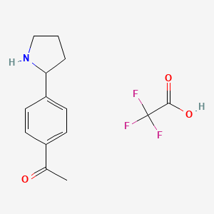 molecular formula C14H16F3NO3 B7358967 1-(4-Pyrrolidin-2-ylphenyl)ethanone;2,2,2-trifluoroacetic acid 