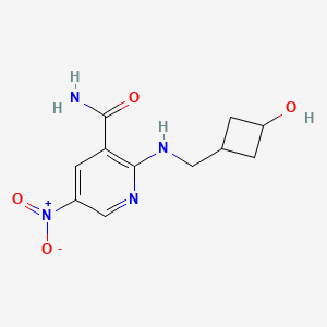 molecular formula C11H14N4O4 B7359034 2-[(3-Hydroxycyclobutyl)methylamino]-5-nitropyridine-3-carboxamide 