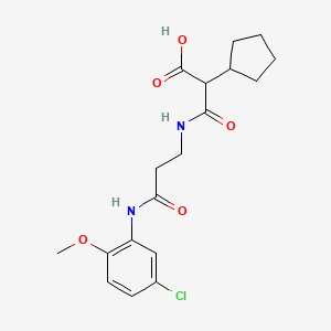 molecular formula C18H23ClN2O5 B7359039 3-[[3-(5-Chloro-2-methoxyanilino)-3-oxopropyl]amino]-2-cyclopentyl-3-oxopropanoic acid 