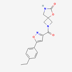 molecular formula C17H17N3O4 B7359061 2-[5-(4-Ethylphenyl)-1,2-oxazole-3-carbonyl]-5-oxa-2,7-diazaspiro[3.4]octan-6-one 