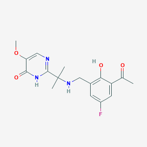 molecular formula C17H20FN3O4 B7359092 2-[2-[(3-acetyl-5-fluoro-2-hydroxyphenyl)methylamino]propan-2-yl]-5-methoxy-1H-pyrimidin-6-one 