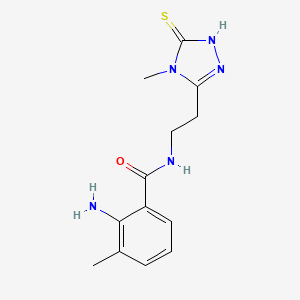 2-amino-3-methyl-N-[2-(4-methyl-5-sulfanylidene-1H-1,2,4-triazol-3-yl)ethyl]benzamide