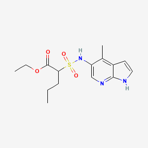 molecular formula C15H21N3O4S B7359139 ethyl 2-[(4-methyl-1H-pyrrolo[2,3-b]pyridin-5-yl)sulfamoyl]pentanoate 