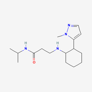 molecular formula C16H28N4O B7359180 3-[[2-(2-methylpyrazol-3-yl)cyclohexyl]amino]-N-propan-2-ylpropanamide 