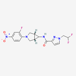 molecular formula C17H16F3N5O3 B7359199 1-(2,2-difluoroethyl)-N-[(1R,5S)-3-(2-fluoro-4-nitrophenyl)-3-azabicyclo[3.1.0]hexan-6-yl]pyrazole-3-carboxamide 