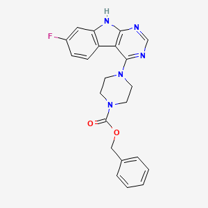 molecular formula C22H20FN5O2 B7359228 benzyl 4-(7-fluoro-9H-pyrimido[4,5-b]indol-4-yl)piperazine-1-carboxylate 