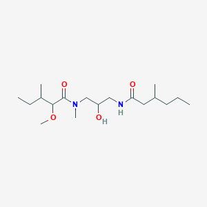 molecular formula C18H36N2O4 B7359270 N-[2-hydroxy-3-[(2-methoxy-3-methylpentanoyl)-methylamino]propyl]-3-methylhexanamide 