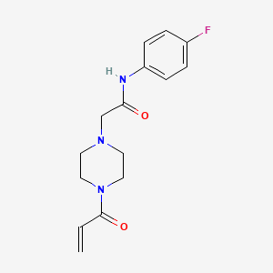 molecular formula C15H18FN3O2 B7359294 N-(4-fluorophenyl)-2-(4-prop-2-enoylpiperazin-1-yl)acetamide 