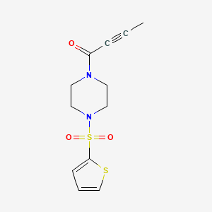 molecular formula C12H14N2O3S2 B7359299 1-(4-Thiophen-2-ylsulfonylpiperazin-1-yl)but-2-yn-1-one 