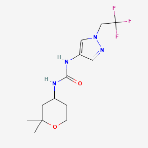 molecular formula C13H19F3N4O2 B7359388 1-(2,2-Dimethyloxan-4-yl)-3-[1-(2,2,2-trifluoroethyl)pyrazol-4-yl]urea 