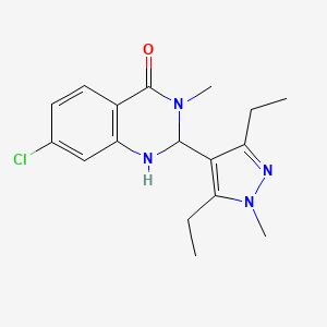 molecular formula C17H21ClN4O B7359393 7-Chloro-2-(3,5-diethyl-1-methylpyrazol-4-yl)-3-methyl-1,2-dihydroquinazolin-4-one 