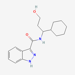 molecular formula C17H23N3O2 B7359408 N-(1-cyclohexyl-3-hydroxypropyl)-1H-indazole-3-carboxamide 