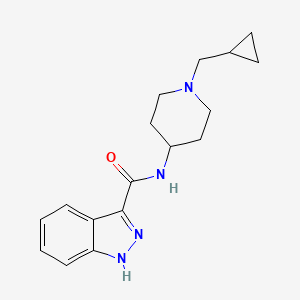molecular formula C17H22N4O B7359421 N-[1-(cyclopropylmethyl)piperidin-4-yl]-1H-indazole-3-carboxamide 