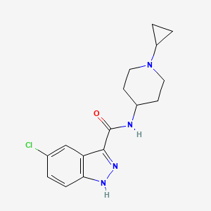 molecular formula C16H19ClN4O B7359436 5-chloro-N-(1-cyclopropylpiperidin-4-yl)-1H-indazole-3-carboxamide 