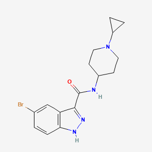 molecular formula C16H19BrN4O B7359518 5-bromo-N-(1-cyclopropylpiperidin-4-yl)-1H-indazole-3-carboxamide 