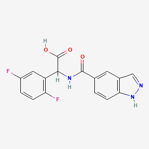molecular formula C16H11F2N3O3 B7359554 2-(2,5-difluorophenyl)-2-(1H-indazole-5-carbonylamino)acetic acid 