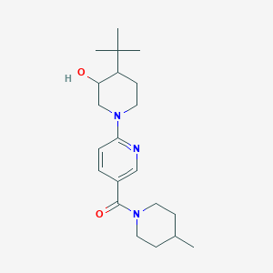 molecular formula C21H33N3O2 B7359572 [6-(4-Tert-butyl-3-hydroxypiperidin-1-yl)pyridin-3-yl]-(4-methylpiperidin-1-yl)methanone 