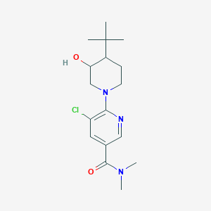 molecular formula C17H26ClN3O2 B7359576 6-(4-tert-butyl-3-hydroxypiperidin-1-yl)-5-chloro-N,N-dimethylpyridine-3-carboxamide 