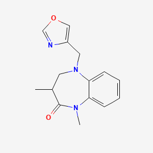 molecular formula C15H17N3O2 B7359586 1,3-Dimethyl-5-(1,3-oxazol-4-ylmethyl)-3,4-dihydro-1,5-benzodiazepin-2-one 