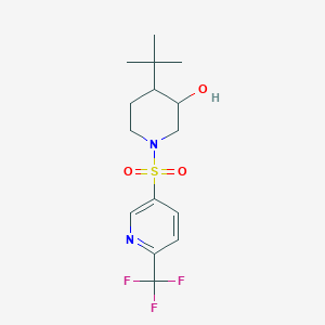 molecular formula C15H21F3N2O3S B7359602 4-Tert-butyl-1-[6-(trifluoromethyl)pyridin-3-yl]sulfonylpiperidin-3-ol 