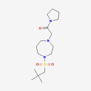 molecular formula C16H31N3O3S B7359607 2-[4-(2,2-Dimethylpropylsulfonyl)-1,4-diazepan-1-yl]-1-pyrrolidin-1-ylethanone 
