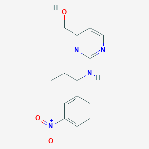 molecular formula C14H16N4O3 B7359633 [2-[1-(3-Nitrophenyl)propylamino]pyrimidin-4-yl]methanol 