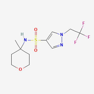 molecular formula C11H16F3N3O3S B7359657 N-(4-methyloxan-4-yl)-1-(2,2,2-trifluoroethyl)pyrazole-4-sulfonamide 