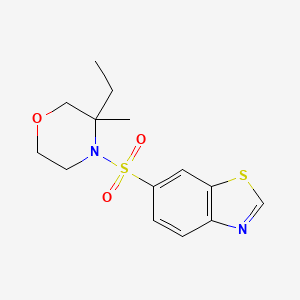 molecular formula C14H18N2O3S2 B7359660 4-(1,3-Benzothiazol-6-ylsulfonyl)-3-ethyl-3-methylmorpholine 
