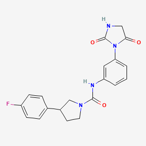 molecular formula C20H19FN4O3 B7359674 N-[3-(2,5-dioxoimidazolidin-1-yl)phenyl]-3-(4-fluorophenyl)pyrrolidine-1-carboxamide 