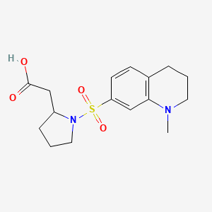 molecular formula C16H22N2O4S B7359688 2-[1-[(1-methyl-3,4-dihydro-2H-quinolin-7-yl)sulfonyl]pyrrolidin-2-yl]acetic acid 