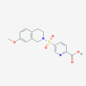molecular formula C16H16N2O5S B7359795 5-[(7-methoxy-3,4-dihydro-1H-isoquinolin-2-yl)sulfonyl]pyridine-2-carboxylic acid 
