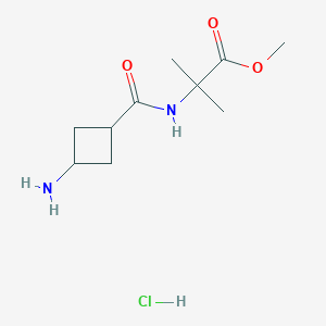 molecular formula C10H19ClN2O3 B7359799 Methyl 2-[(3-aminocyclobutanecarbonyl)amino]-2-methylpropanoate;hydrochloride 