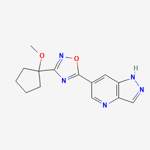 molecular formula C14H15N5O2 B7359831 3-(1-methoxycyclopentyl)-5-(1H-pyrazolo[4,3-b]pyridin-6-yl)-1,2,4-oxadiazole 