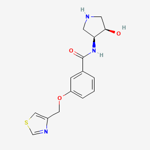 molecular formula C15H17N3O3S B7359867 N-[(3S,4R)-4-hydroxypyrrolidin-3-yl]-3-(1,3-thiazol-4-ylmethoxy)benzamide 