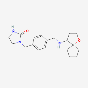 molecular formula C19H27N3O2 B7359913 1-[[4-[(1-Oxaspiro[4.4]nonan-4-ylamino)methyl]phenyl]methyl]imidazolidin-2-one 