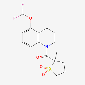 molecular formula C16H19F2NO4S B7359918 [5-(difluoromethoxy)-3,4-dihydro-2H-quinolin-1-yl]-(2-methyl-1,1-dioxothiolan-2-yl)methanone 