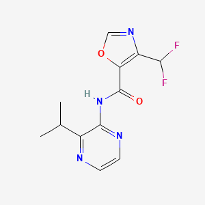 molecular formula C12H12F2N4O2 B7359919 4-(difluoromethyl)-N-(3-propan-2-ylpyrazin-2-yl)-1,3-oxazole-5-carboxamide 