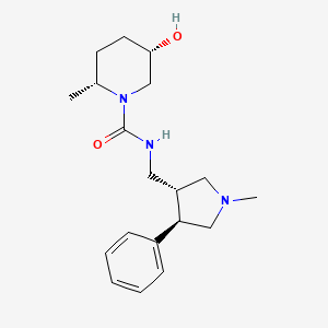 molecular formula C19H29N3O2 B7359920 (2R,5S)-5-hydroxy-2-methyl-N-[[(3R,4R)-1-methyl-4-phenylpyrrolidin-3-yl]methyl]piperidine-1-carboxamide 