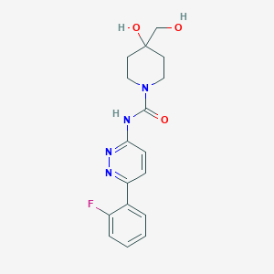 molecular formula C17H19FN4O3 B7359936 N-[6-(2-fluorophenyl)pyridazin-3-yl]-4-hydroxy-4-(hydroxymethyl)piperidine-1-carboxamide 