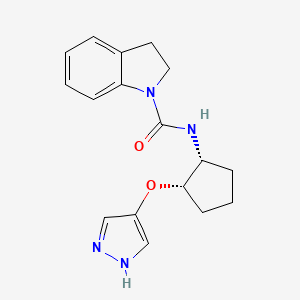 N-[(1R,2S)-2-(1H-pyrazol-4-yloxy)cyclopentyl]-2,3-dihydroindole-1-carboxamide