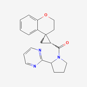 molecular formula C20H21N3O2 B7359965 (2-pyrimidin-2-ylpyrrolidin-1-yl)-[(1'R,4S)-spiro[2,3-dihydrochromene-4,2'-cyclopropane]-1'-yl]methanone 