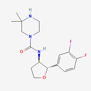 molecular formula C17H23F2N3O2 B7359978 N-[(2S,3R)-2-(3,4-difluorophenyl)oxolan-3-yl]-3,3-dimethylpiperazine-1-carboxamide 