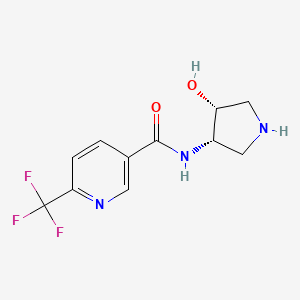 molecular formula C11H12F3N3O2 B7359991 N-[(3S,4R)-4-hydroxypyrrolidin-3-yl]-6-(trifluoromethyl)pyridine-3-carboxamide 