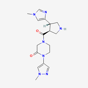 molecular formula C17H23N7O2 B7360054 4-[(3S,4S)-4-(1-methylimidazol-4-yl)pyrrolidine-3-carbonyl]-1-(1-methylpyrazol-4-yl)piperazin-2-one 